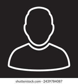 User icon vector. Profile symbol in trendy flat style. Profile vector icon illustration isolated on black background