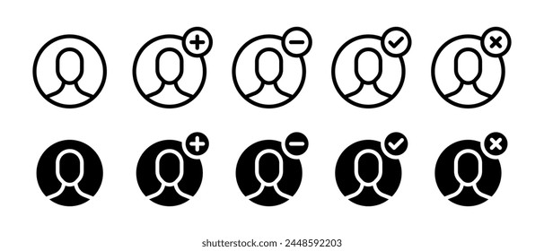 User icon vector set. Outline profile symbol