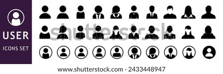 	
User icon vector set. People icon set in flat style. User interface illustration sign collection.	
