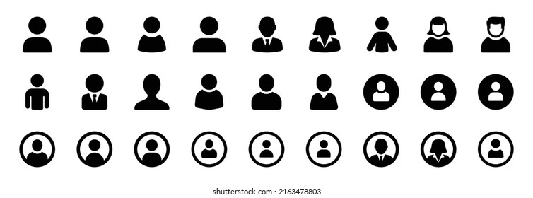 User icon vector set. Profile and people silhouette collection.