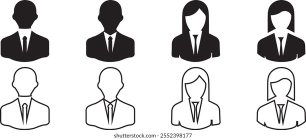 User icon vector set. Profile icon. Avatar icons set. Male and female head silhouettes. Avatar icons set. Male and female head silhouettes. Vector User icon vector set. Vector Illustration