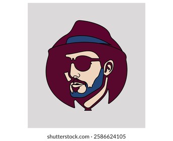 User icon vector set. Profile Diverse Empty Faces for Social Network. Handsome face man beard man emblems icons. Set of vector bearded hipster men faces. Haircuts, beards, mustaches set vector.