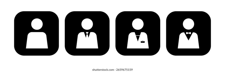 User Icon vector with several clothing versions for web and mobile app. People icon set. Person sign and symbol. 