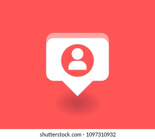 User icon, vector symbol in flat style isolated on red background. Social media illustration.