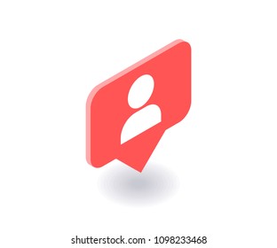 User icon, vector symbol in flat isometric 3D style isolated on white background. Social media illustration.