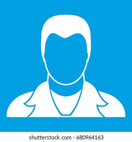 User icon white isolated on blue background vector illustration