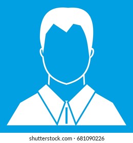 User icon white isolated on blue background vector illustration