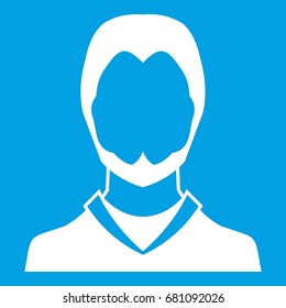 User icon white isolated on blue background vector illustration