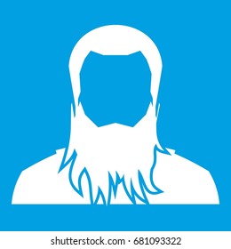 User icon white isolated on blue background vector illustration