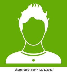 User icon white isolated on green background. Vector illustration