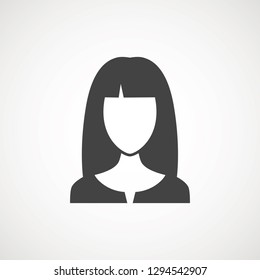 User Icon - Woman. Female Vector Flat People Person Profile Avatar in glyph Pictogram Symbol illustration. Male web sign, art object. Silhouette of guy. Avatar picture app