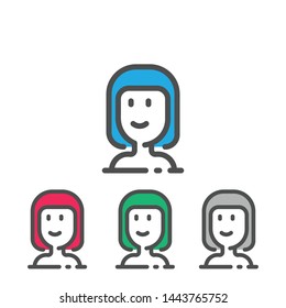 User Icon - Woman / Female Vector Flat Color People Person Profile Avatar in glyph Pictogram Symbol illustration