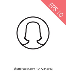 User Icon - Woman / Female Vector Flat Color People Person Profile Avatar in glyph Pictogram Symbol illustration. EPS 10, Premium.