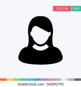 User Icon - Woman / Female Vector Flat Color People Person Profile Avatar in glyph Pictogram Symbol illustration