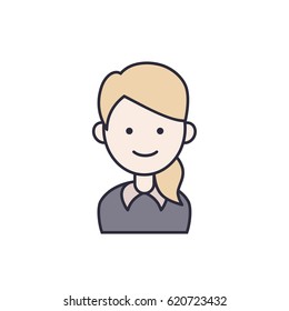 User Icon - Woman / Female Vector Flat Color People Person Profile Avatar in glyph Pictogram Symbol illustration