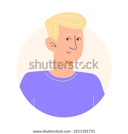 User icon with young man with blond hair in flat style