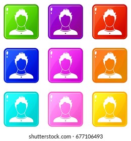User icons of 9 color set isolated vector illustration