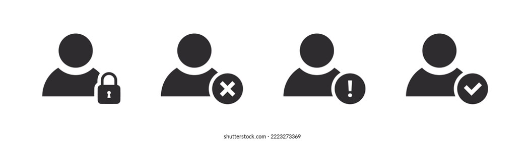 User icons. Account icons. User profile symbol. Security symbol. Vector illustration