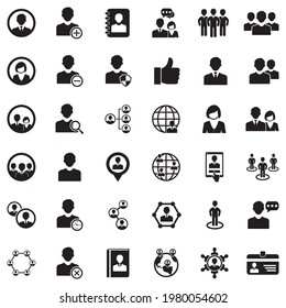 Iconos de usuario. Diseño plano negro. Ilustración vectorial.