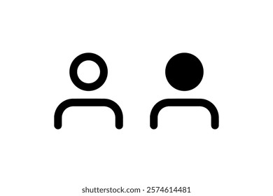 User Icons in Black Outline and Fill Vector.