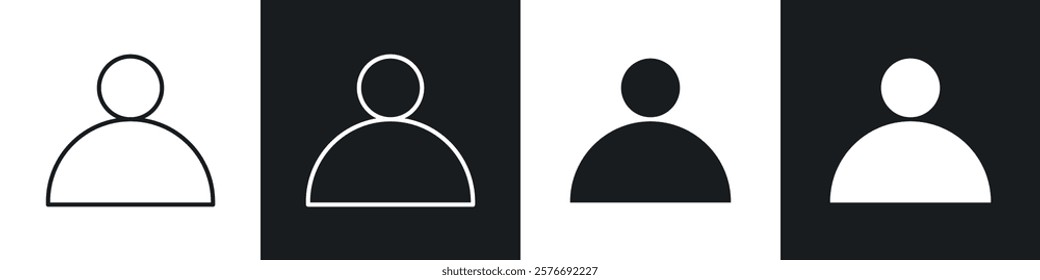 User icons collection in black and white solid and line style