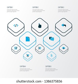 User icons colored set with arrow, task, comment and other note elements. Isolated vector illustration user icons.