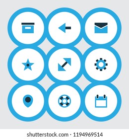 User icons colored set with calendar, setting, resize and other star elements. Isolated vector illustration user icons.