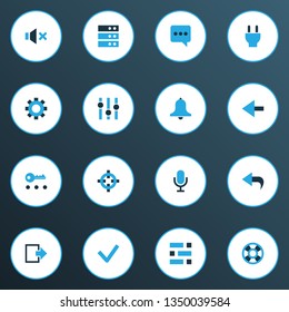 User icons colored set with chatting, undo, back and other lifebuoy elements. Isolated vector illustration user icons.