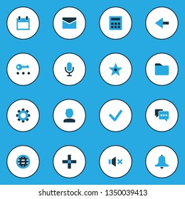 User icons colored set with setting, favorite, add and other silence elements. Isolated vector illustration user icons.
