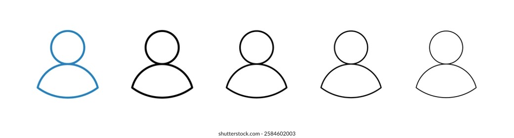 User icons in five different stroke sizes