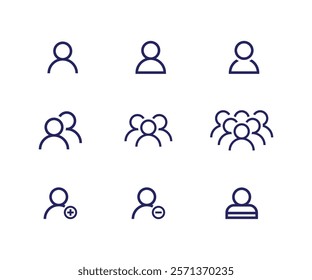 User icons, Group of people or group of users. Group icon, people icon set in trendy flat style. Users, People, Human, Person, Organization icon set. User profile login or access authentication icon.
