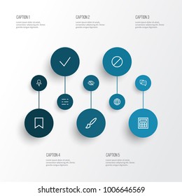 User icons line style set with globe, pin, bookmark and other brush elements. Isolated vector illustration user icons.