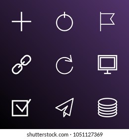 User icons line style set with origami, target, chain and other display elements. Isolated vector illustration user icons.
