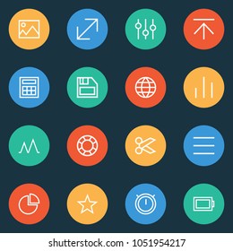 User icons line style set with charge, schedule, earth and other diskette elements. Isolated vector illustration user icons.