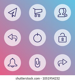 User icons line style set with origami, button, people and other attach elements. Isolated vector illustration user icons.