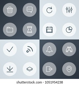 User icons line style set with done, date, exit and other reload elements. Isolated vector illustration user icons.