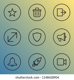 User icons line style set with star, amplifier, siren and other favorite elements. Isolated vector illustration user icons.
