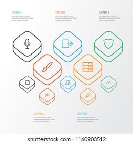 User icons line style set with action, forward, painting and other server elements. Isolated vector illustration user icons.