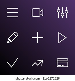 User icons line style set with equalizer, schedule, pencil and other stabilizer elements. Isolated vector illustration user icons.