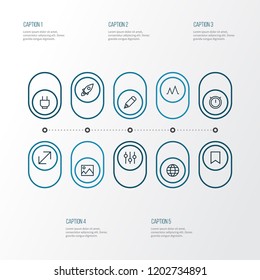 User icons line style set with action, equalizer, mark and other activity elements. Isolated vector illustration user icons.