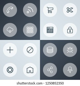 User icons line style set with home, social, phone and other pin elements. Isolated vector illustration user icons.