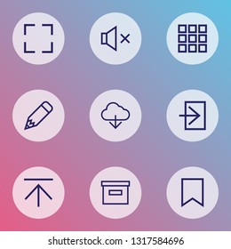 User icons line style set with silence, pencil, application and other full screen elements. Isolated vector illustration user icons.