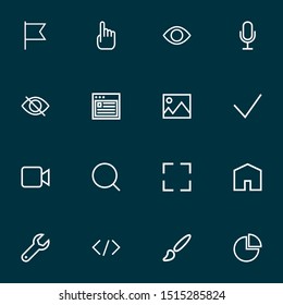 User icons line style set with target, cursor, magnifier and other image elements. Isolated vector illustration user icons