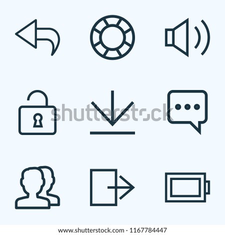 User icons line style set with audio, return, messenger and other down arrow elements. Isolated vector illustration user icons.