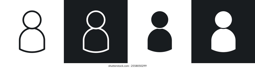 User icons pack in black and white filled and outlined versions.