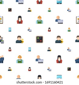 user icons pattern seamless. Included editable flat worker, AI Decision, Mobile game, businesswoman, Account, Developer, Accountant, staff icons. user icons for web and mobile.