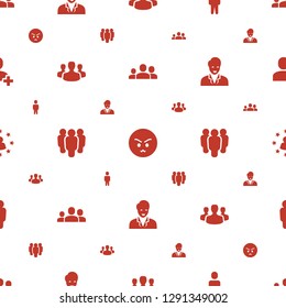 user icons pattern seamless white background. Included editable filled group, angry emot, man, user group, businessman, user surrounded by stars icons. icons for web and mobile.