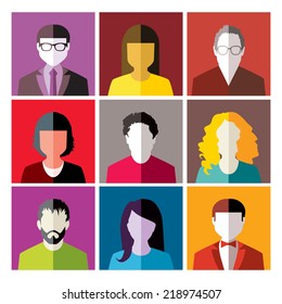 User Icons and People Icons in flat modern style. Vector illustration