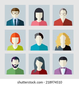 User Icons and People Icons in flat modern style. Vector illustration