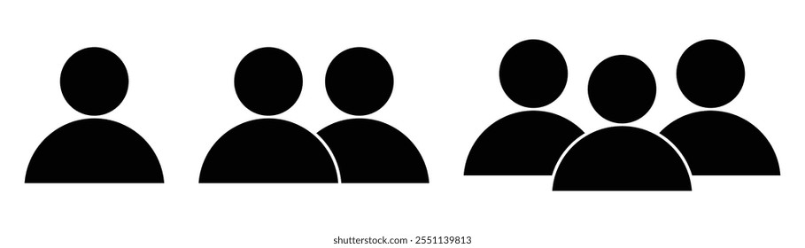 User icons. Persons symbol for your web site design, logo user set, men person. Group icon, people icon silhouette set in trendy flat style isolated on white background. Vector illustration image.